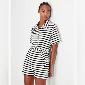 Kate Spade Breton Stripe Cover-Up‎ Romper Size Extra Small XS Black White